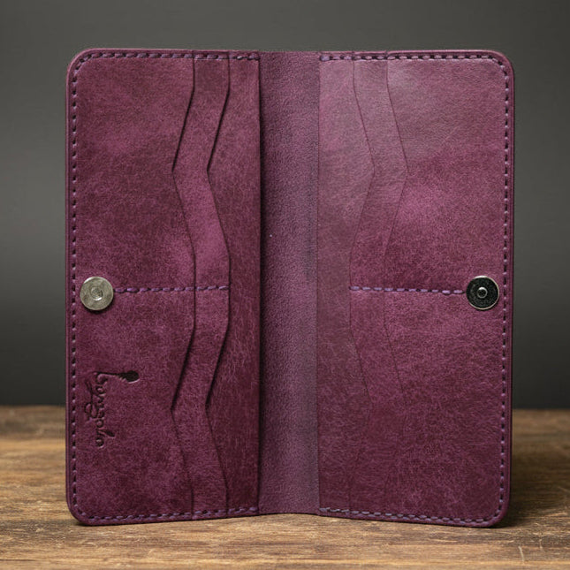 ტყავის გრძელი საფულე - იისფერი