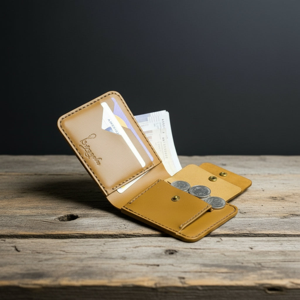 კლასიკური ტყავის საფულე სახურდით