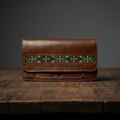 საფულე ხევსურული ორნამენტით საშუალო ზომის