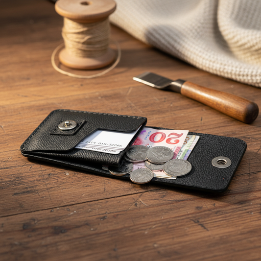 კომპაქტური ტყავის საფულე - შავი