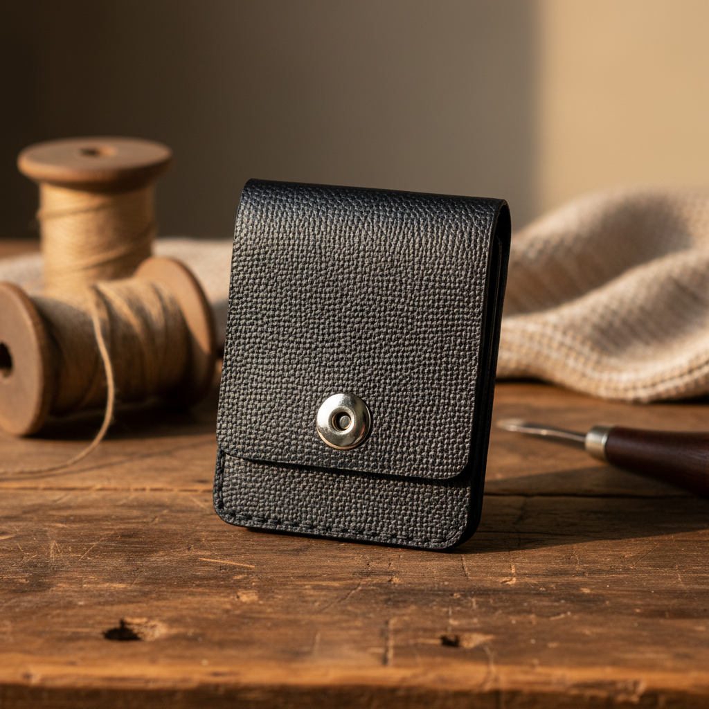 კომპაქტური ტყავის საფულე - შავი